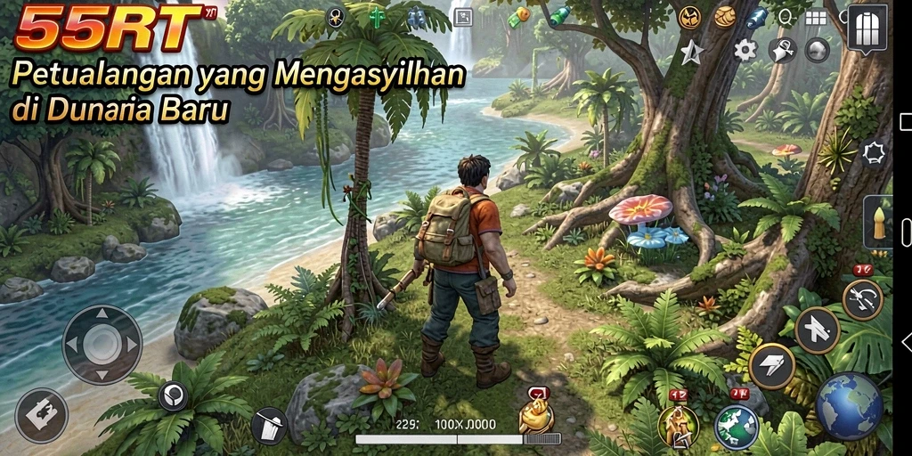 Tampilan gameplay seru dari 55RT dengan petualangan menantang.