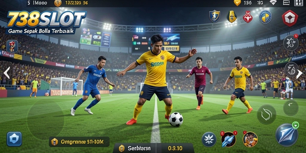 Tampilan gameplay mendebarkan dalam permainan sepak bola 738SLOT.