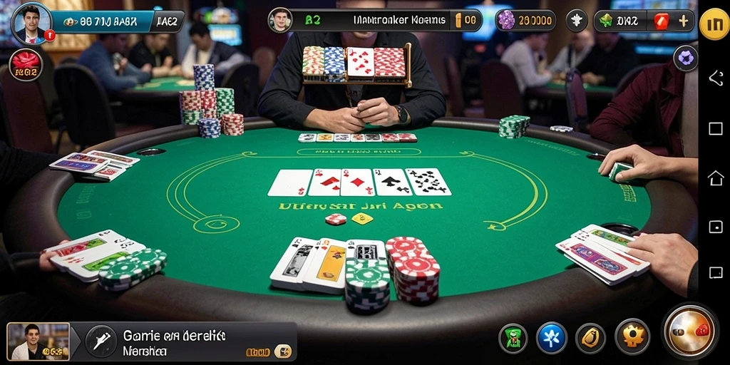 Screenshot gameplay AA62 menampilkan aksi poker yang seru dan mengasyikkan.