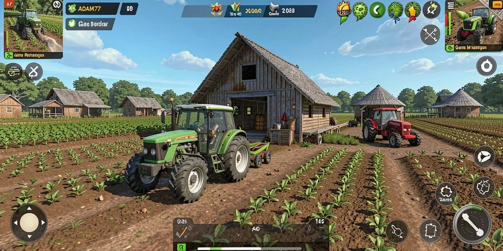 Screenshot gameplay ADAM77 yang menampilkan aktivitas berkebun seru.