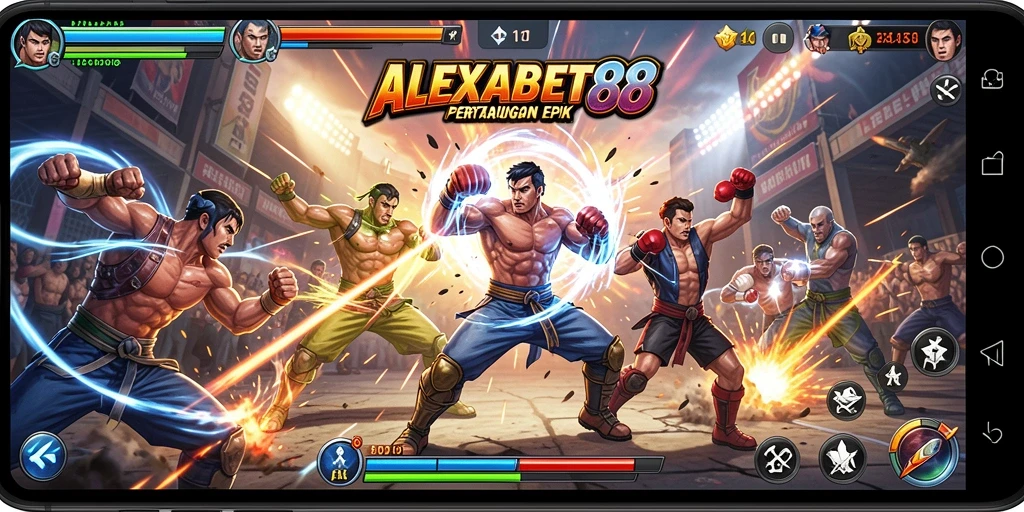 Gameplay pertarungan yang intens dan mendebarkan di ALEXABET88.