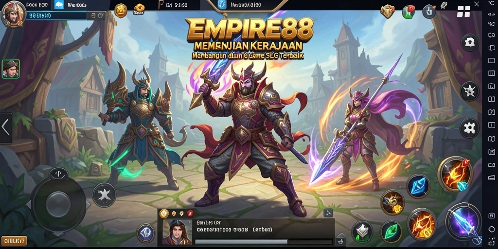 Screenshot gameplay EMPIRE88 menampilkan pertempuran strategis dan pembangunan kerajaan.
