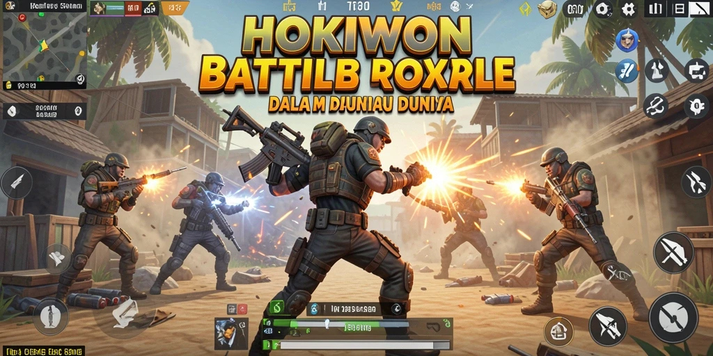 Screenshot gameplay HOKIWON yang mendebarkan di arena Battle Royale.