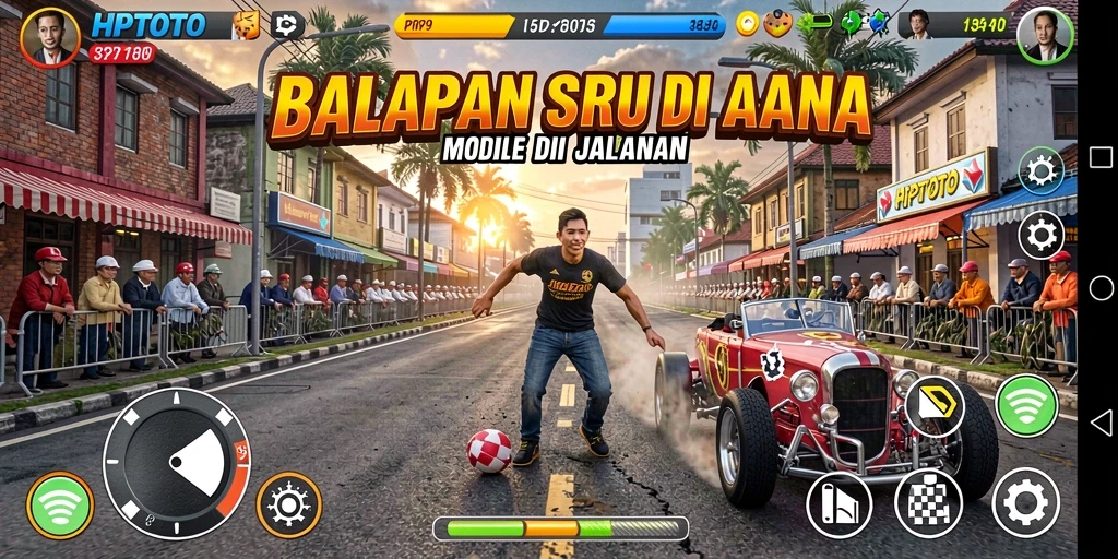 Screenshot HPTOTO menampilkan aksi balapan mendebarkan di trek.
