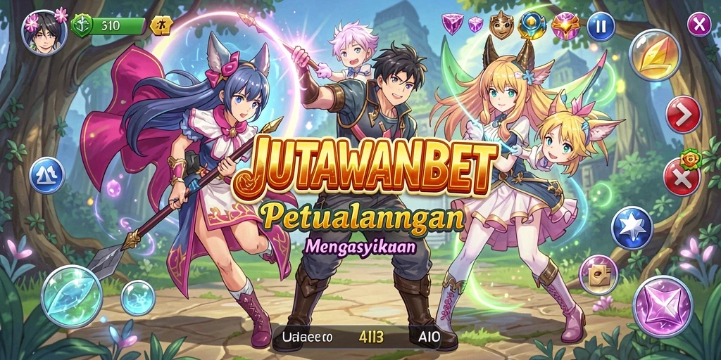 Tampilan gameplay seru di JUTAWANBET dengan karakter anime.