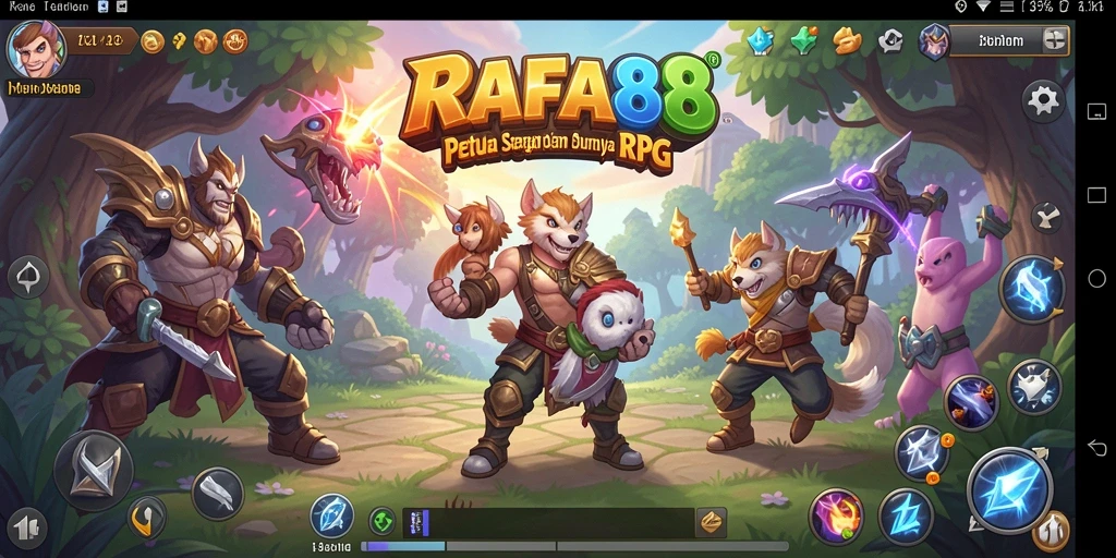 Tampilan gempuran seru dan strategi dalam pertempuran RPG.