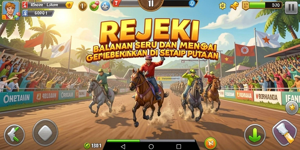 Tampilan gameplay balapan yang seru dan menegangkan di REJEKI.