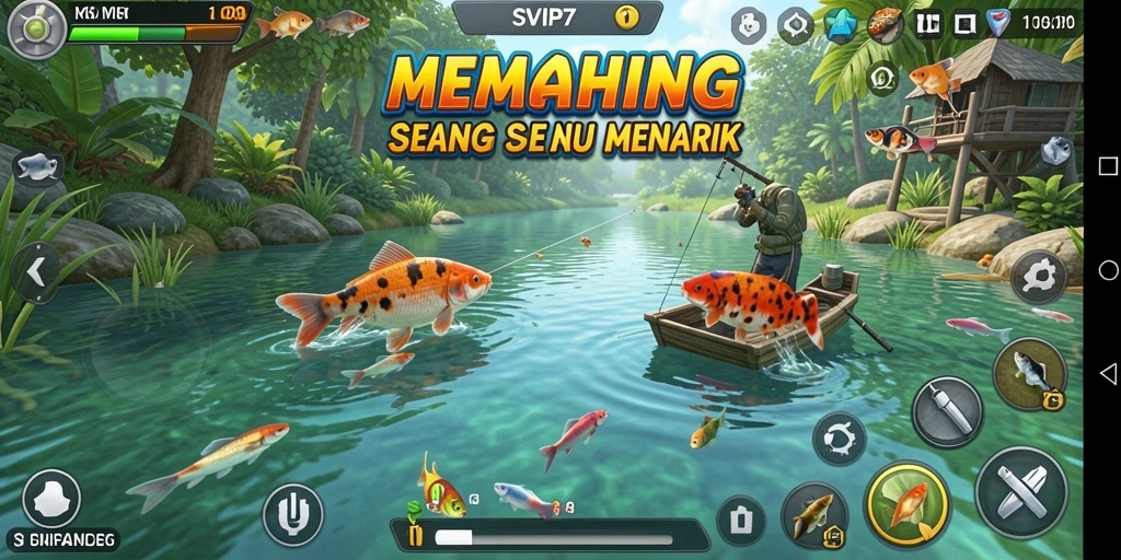 Gameplay SVIP7 yang menampilkan aksi memancing seru dan menarik.