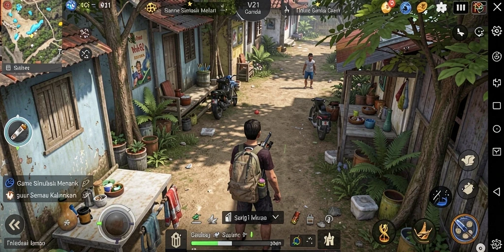 Tampilan gameplay V21 dengan grafis menawan dan fitur interaktif.
